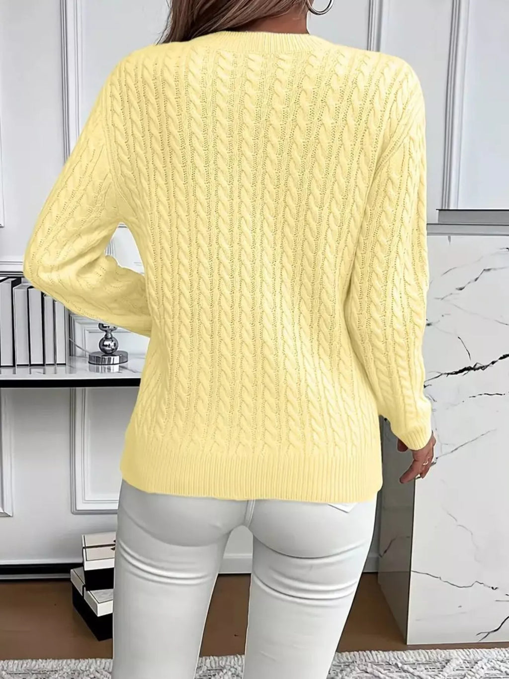 Cable Knit Round Neck Sweater