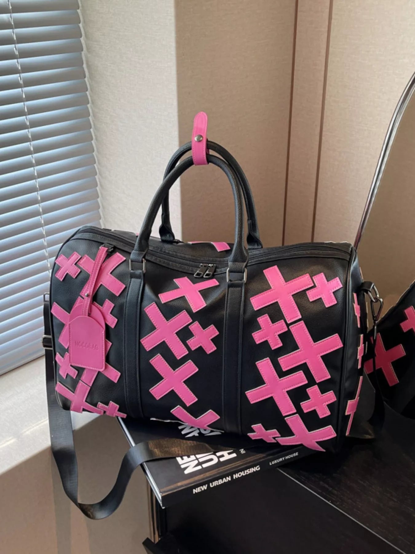 Colorful Cross Pattern Travel Duffel Bag