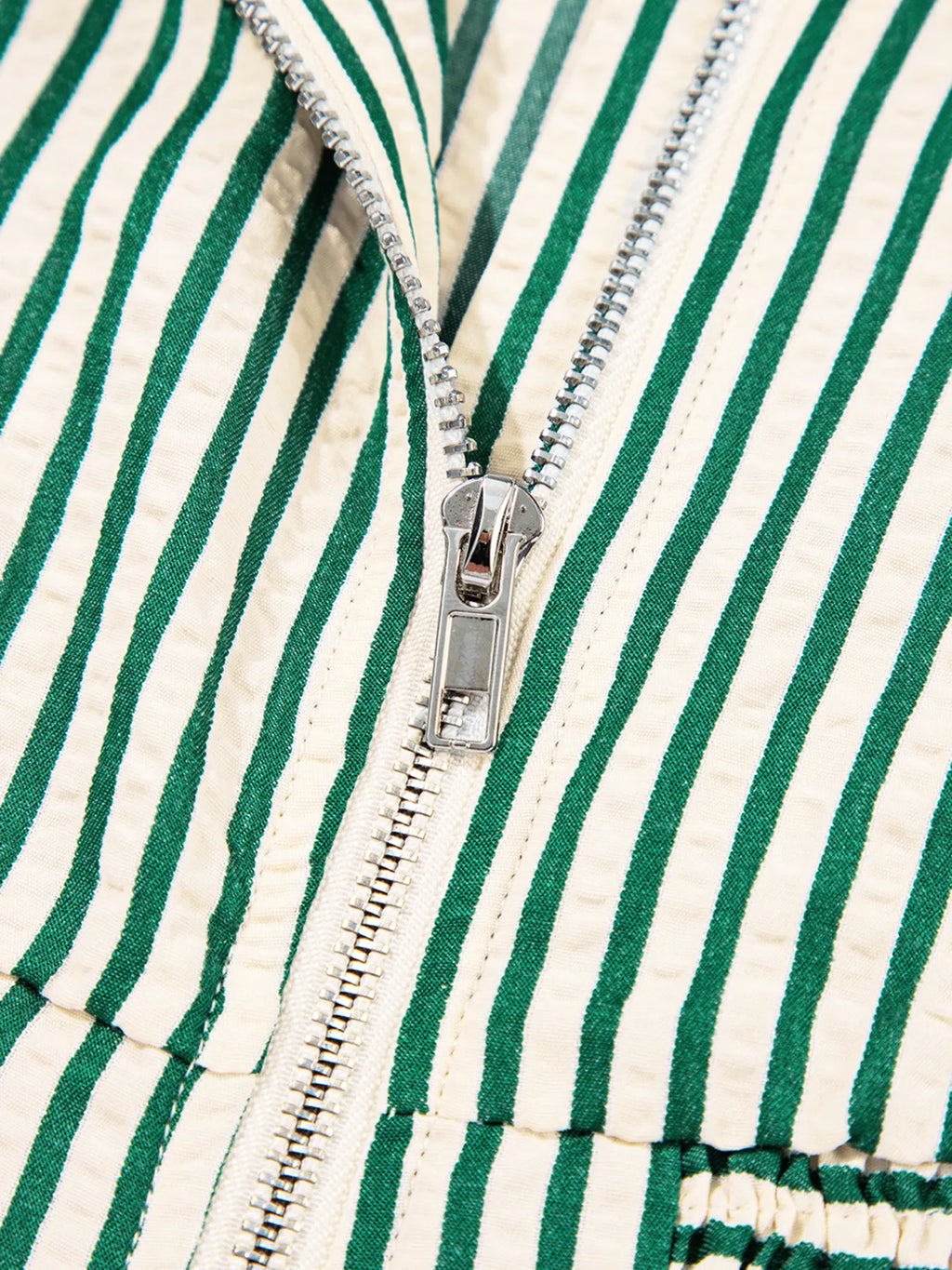 Stripe V Neck Zip Front Cinched High Waist Midi Dress