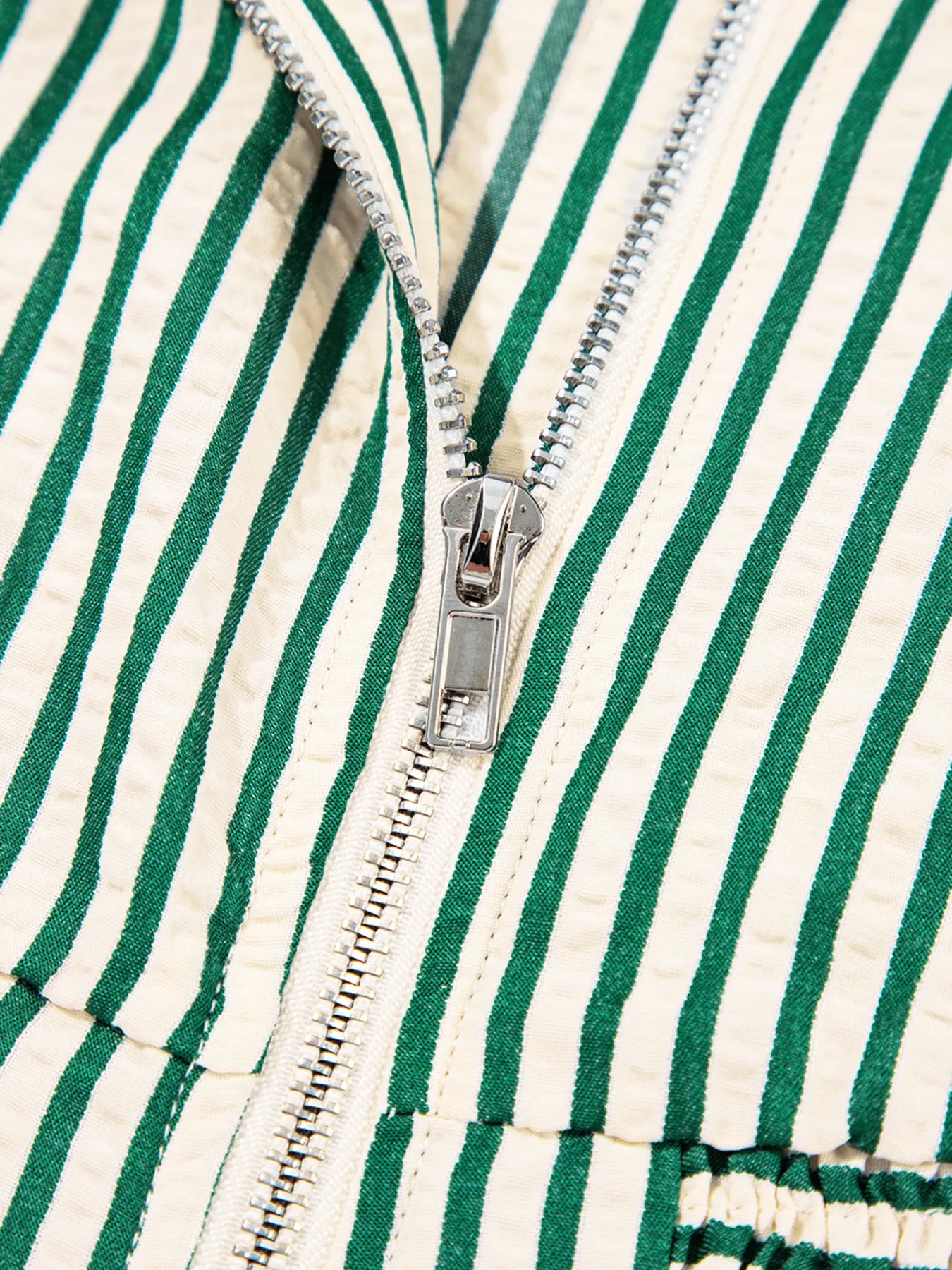 Stripe V Neck Zip Front Cinched High Waist Midi Dress