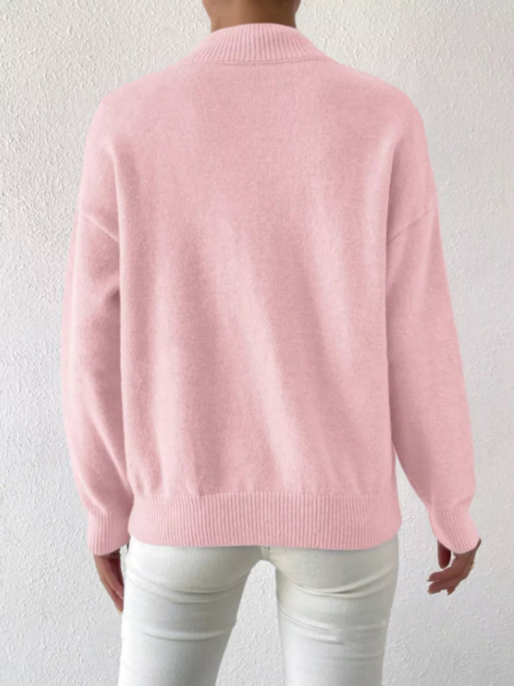 Mock Neck Dropped Shoulder Sweater
