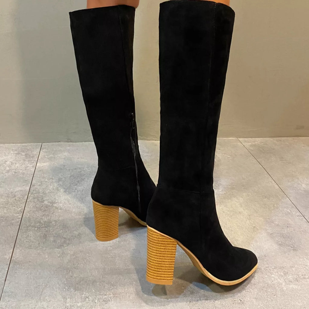 Point Toe Block Heels Boots