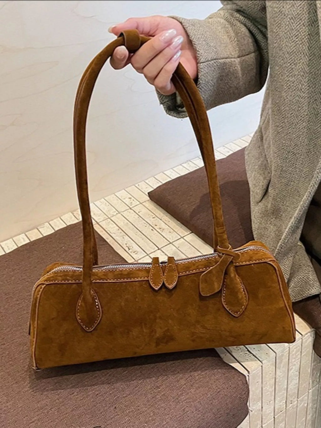 Solid Color Shoulder Bag