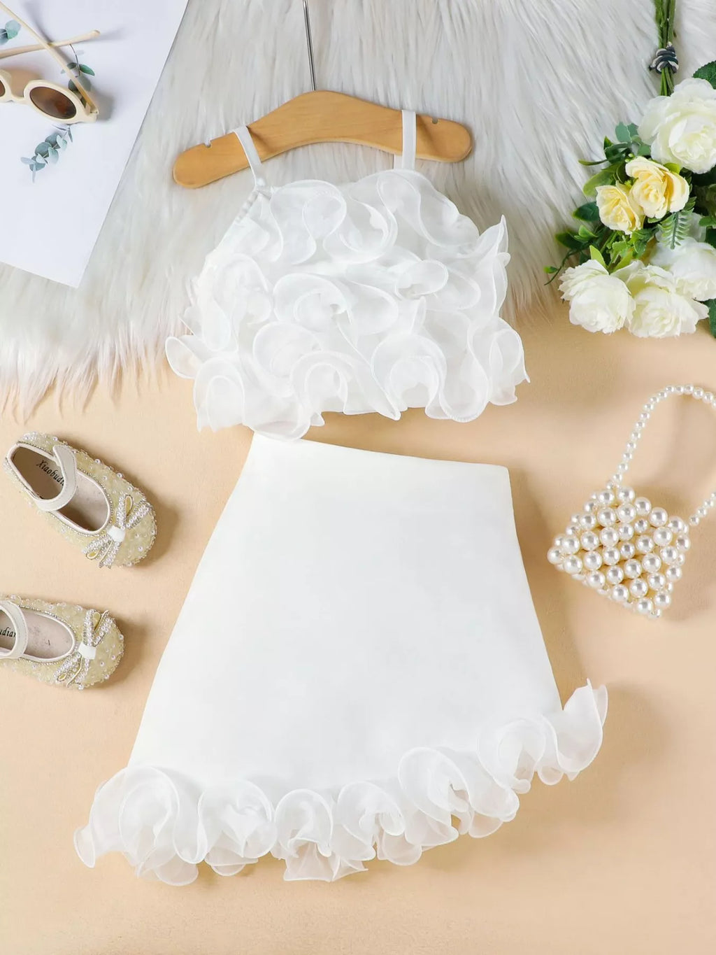 Children's Ruffled Trim Cami Top & Skirt Set