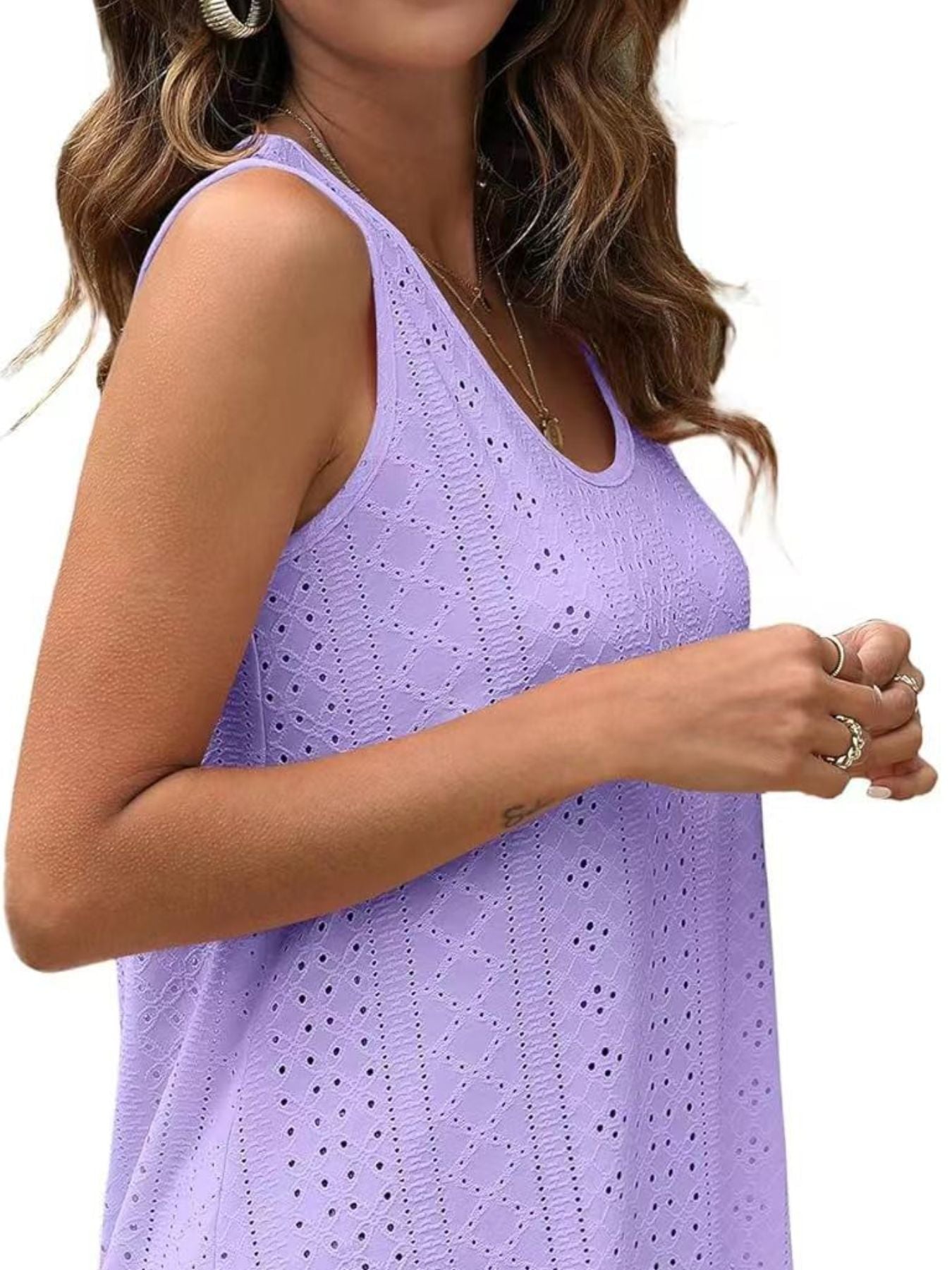 Eyelet Scoop Neck Tank