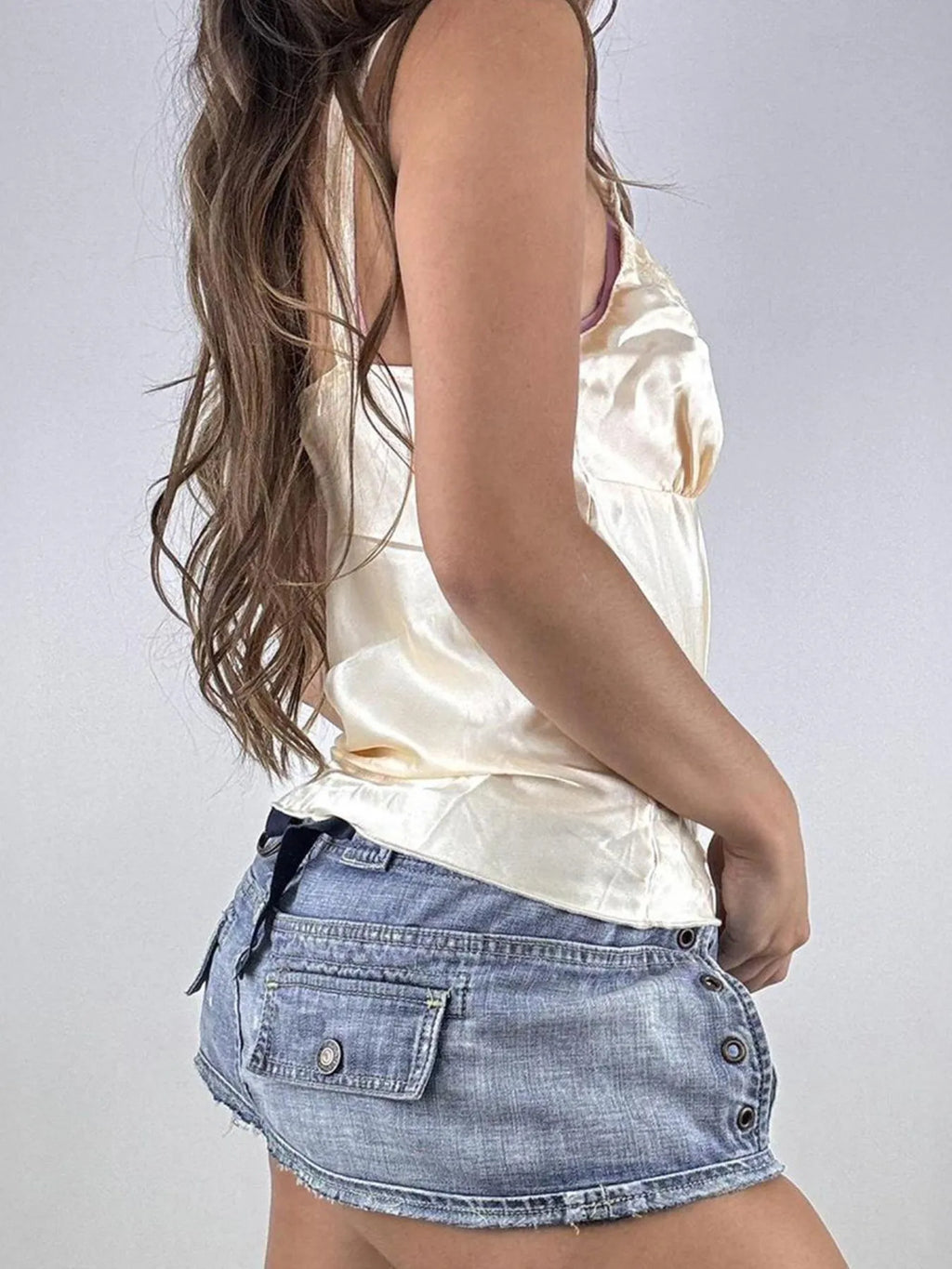 Lace Trim V-Neck Satin Cami Top