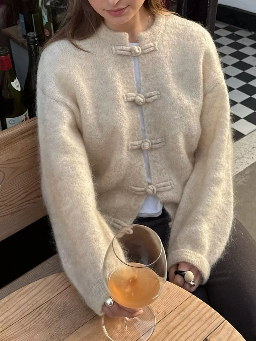 Button Up Dropped Shoulder Cardigan