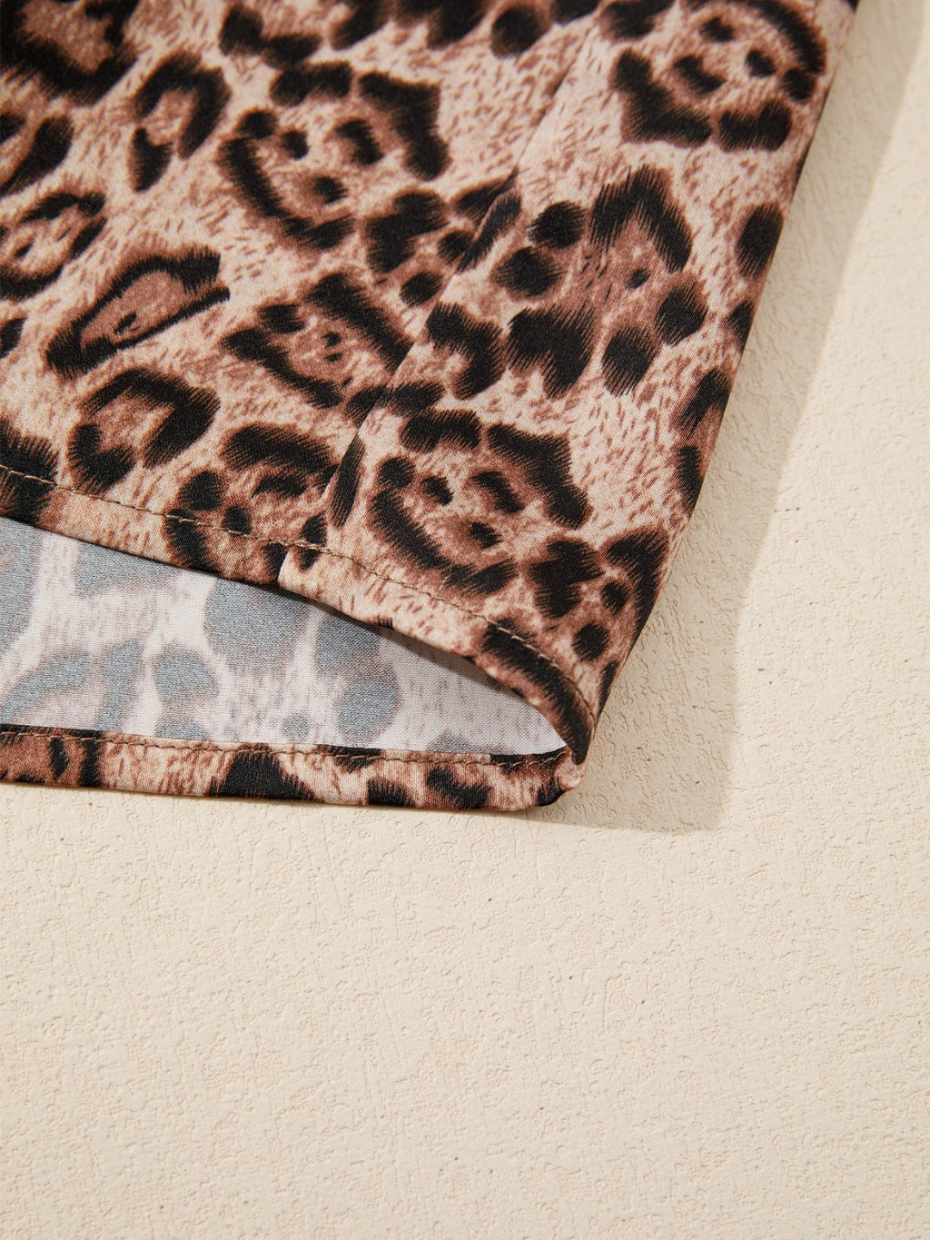 Leopard Bow Tie Puff Sleeve Blouse