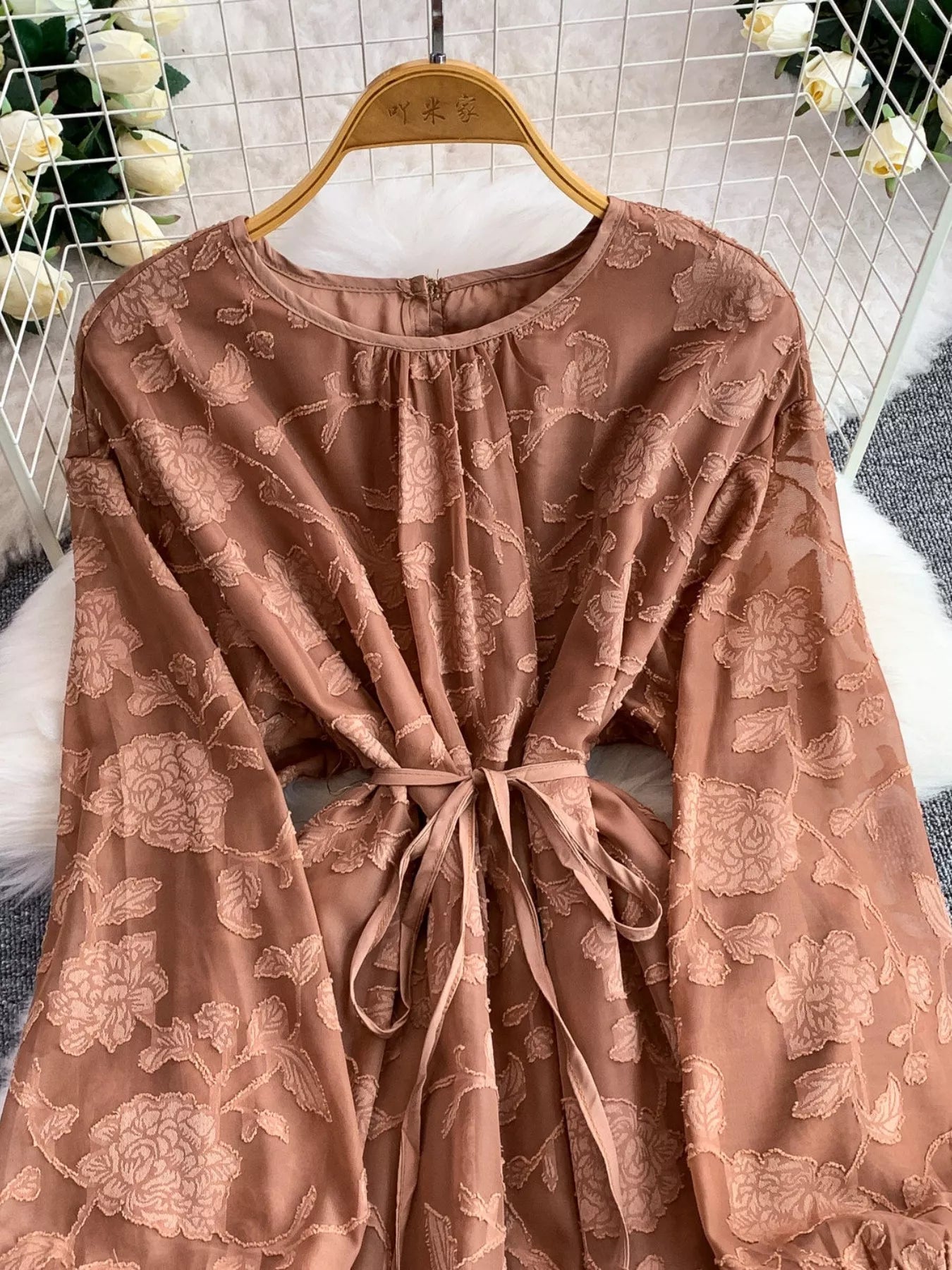 Tie Waist Long Sleeve Dress