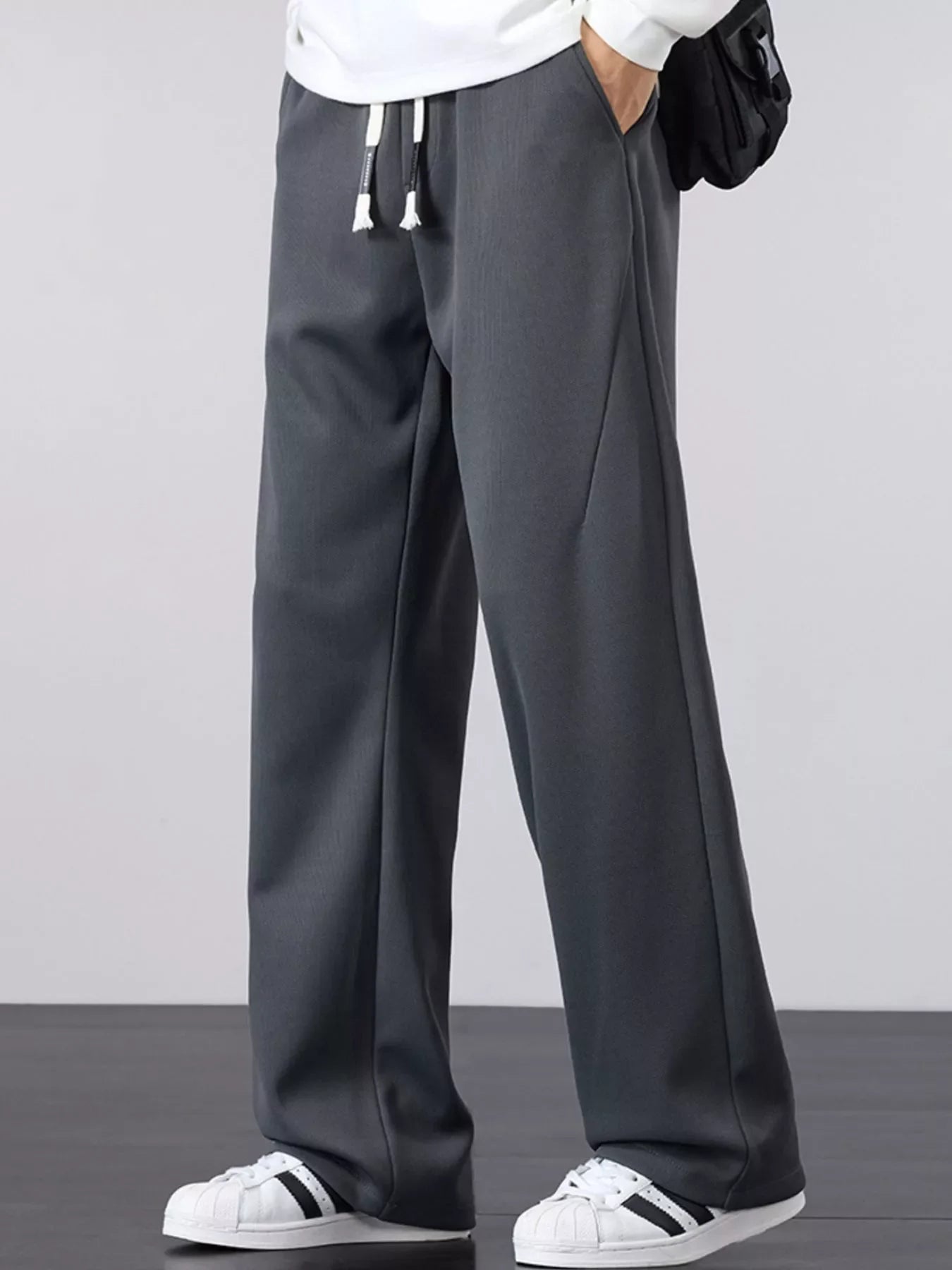 Men's Plus Size Casual Drawstring Wide Leg Pants