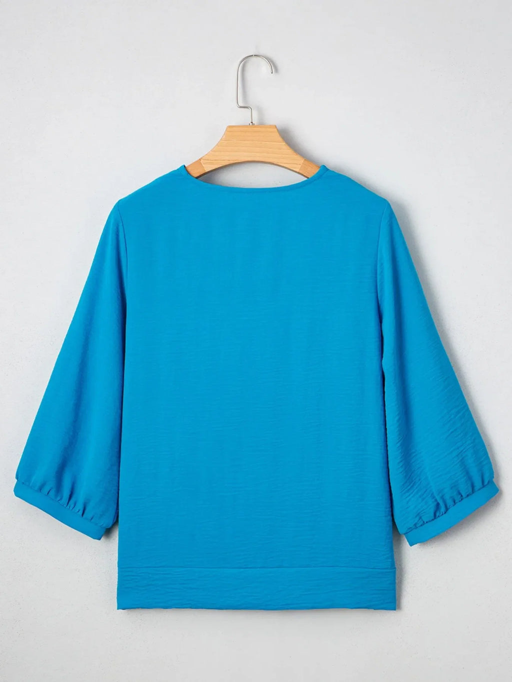 Textured Frill Smocked V-Neck Blouse