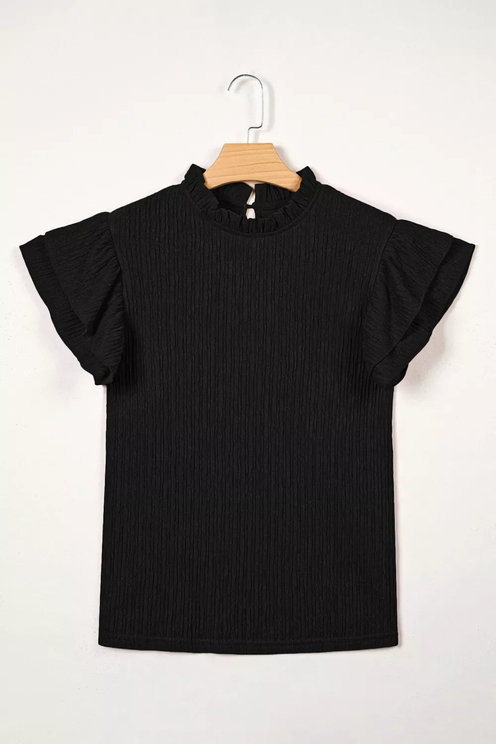 Ruffle Sleeve Textured Blouse