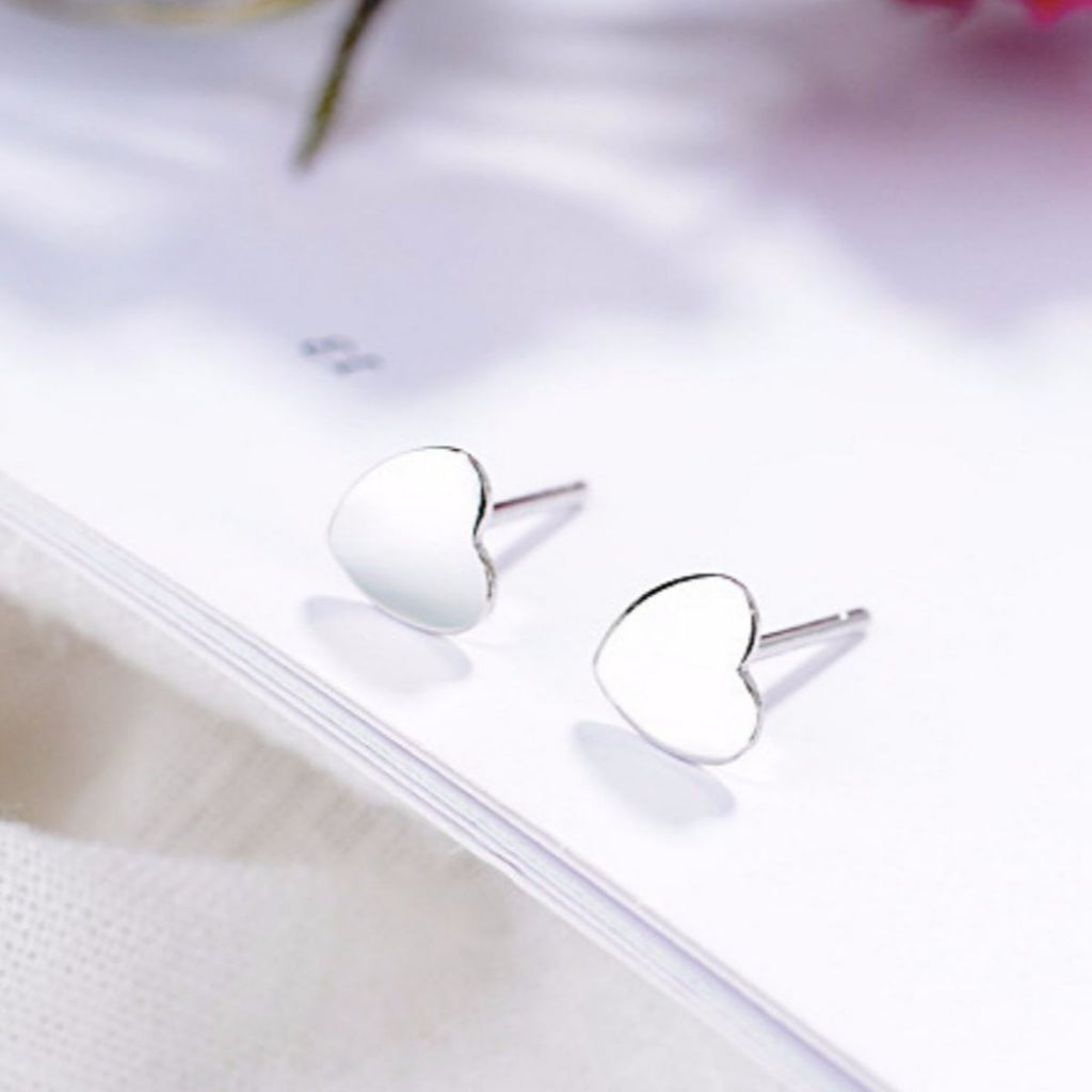 925 Sterling Silver Heart Stud Earrings