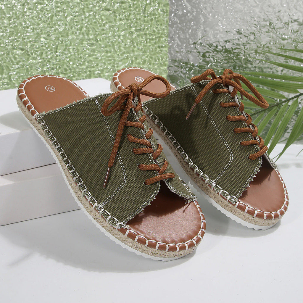 Open Toe Lace Up Sandals