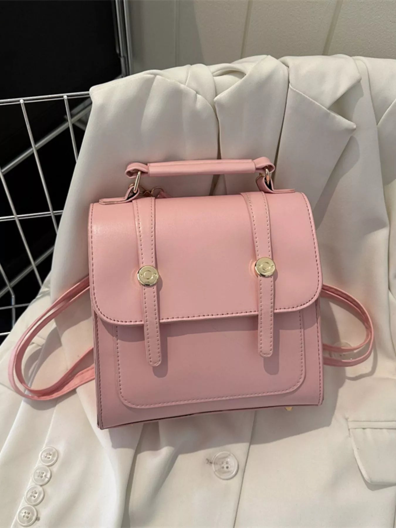 PU Leather Flap Backpack Bag