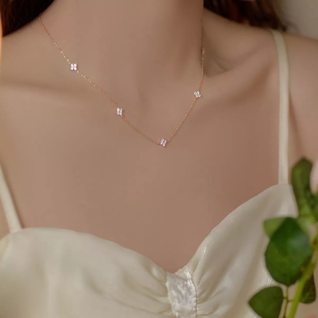 925 Sterling Silver Clover Charm Necklace