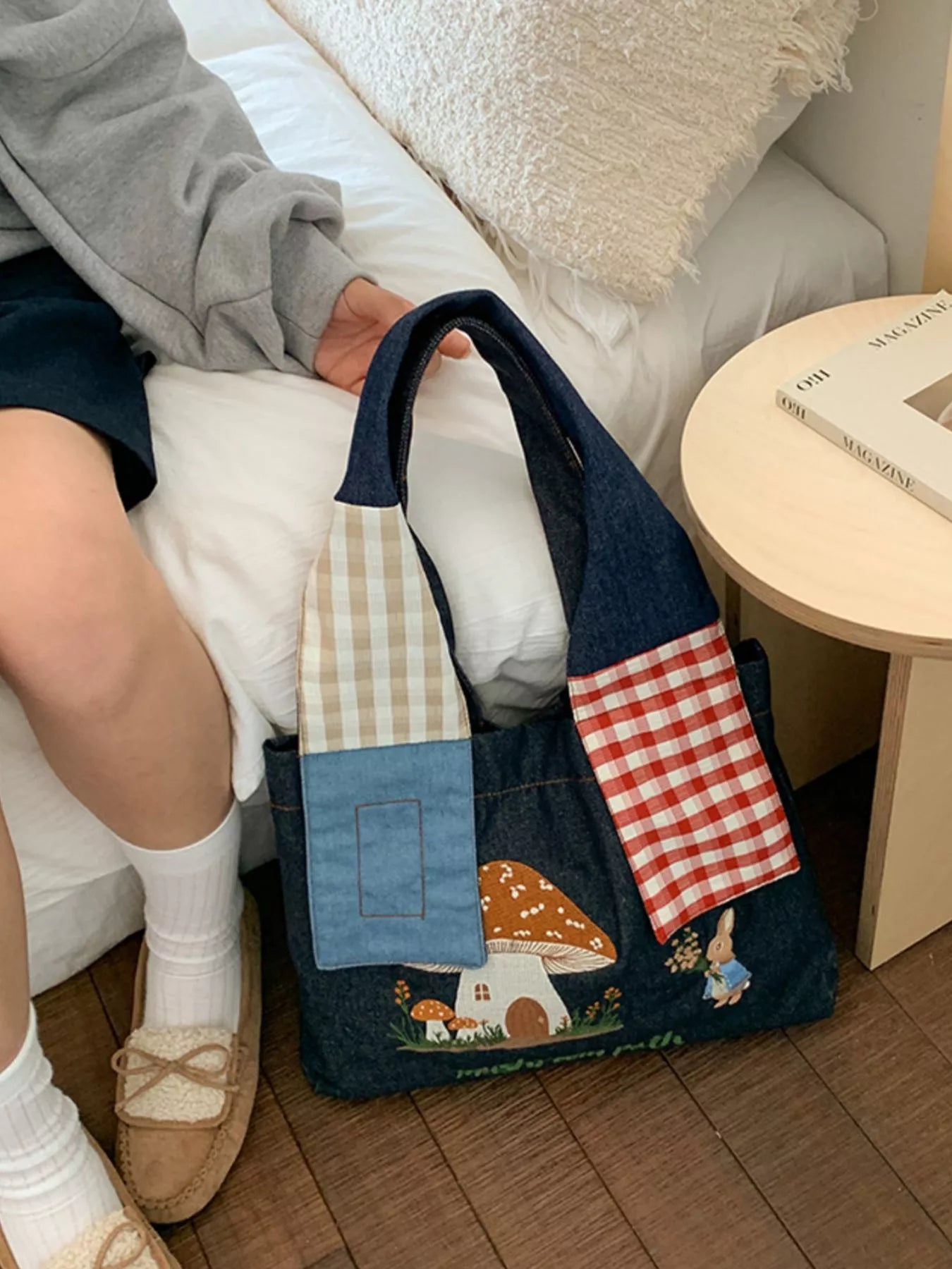 Mushroom Corduroy Tote Bag