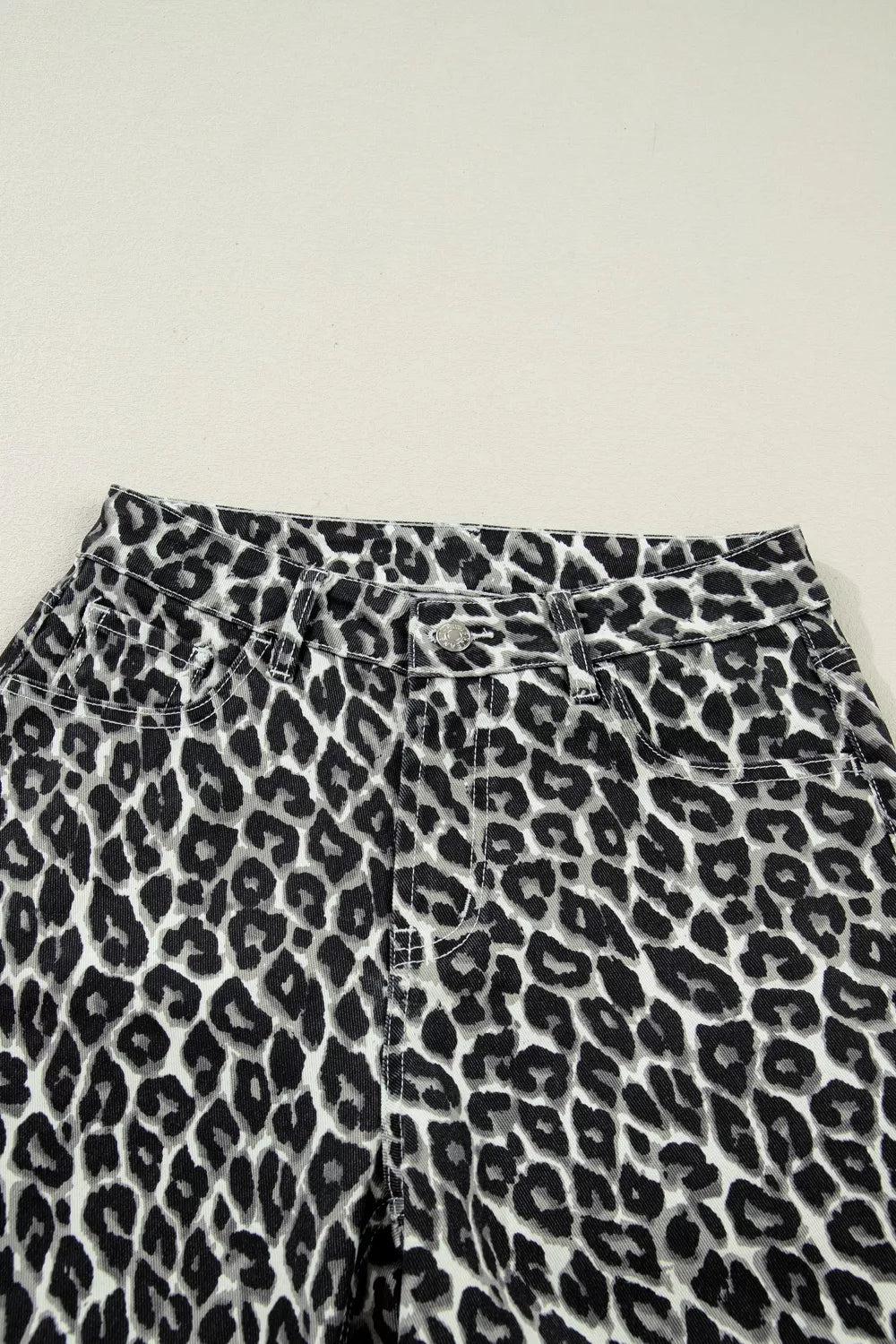 Leopard Print Barrel Jeans
