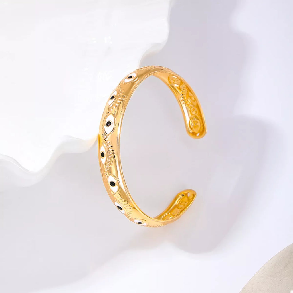 Evil Eye Open Bangle Bracelet