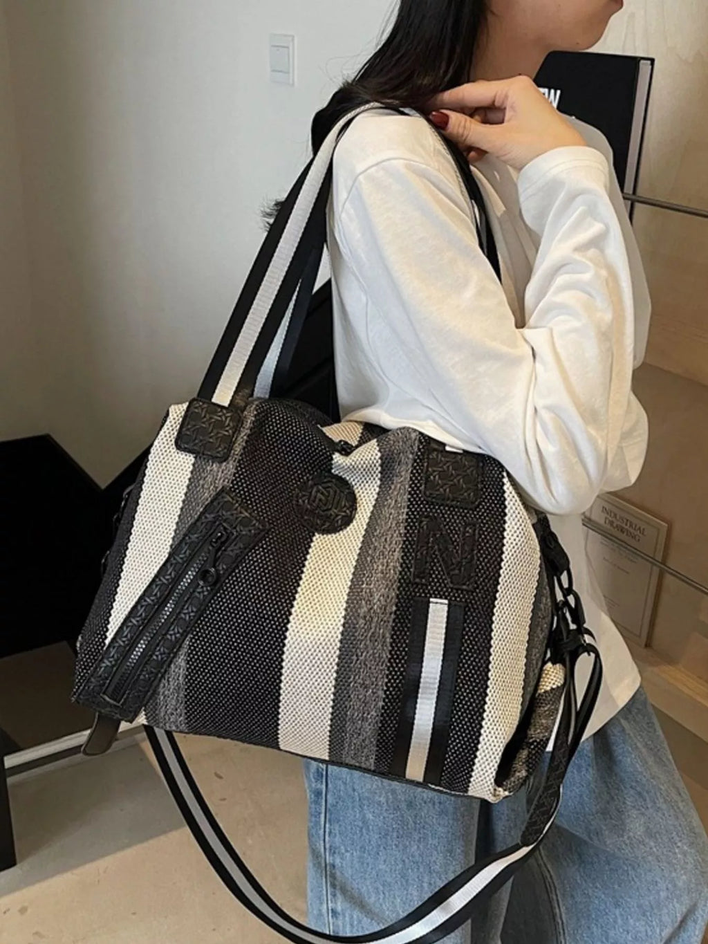 Striped Duffle Bag