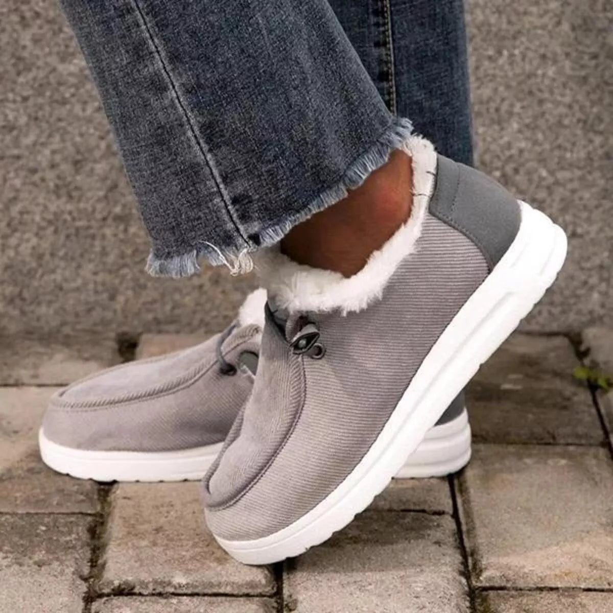 Fuzzy Lined Corduroy Slip-Ons