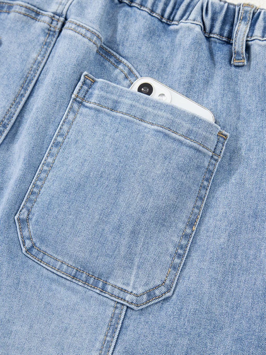 Wide Leg Drawstring Raw Hem Jeans