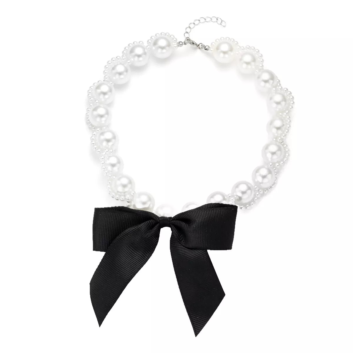 Pearl Choker Necklace with Bow Accent