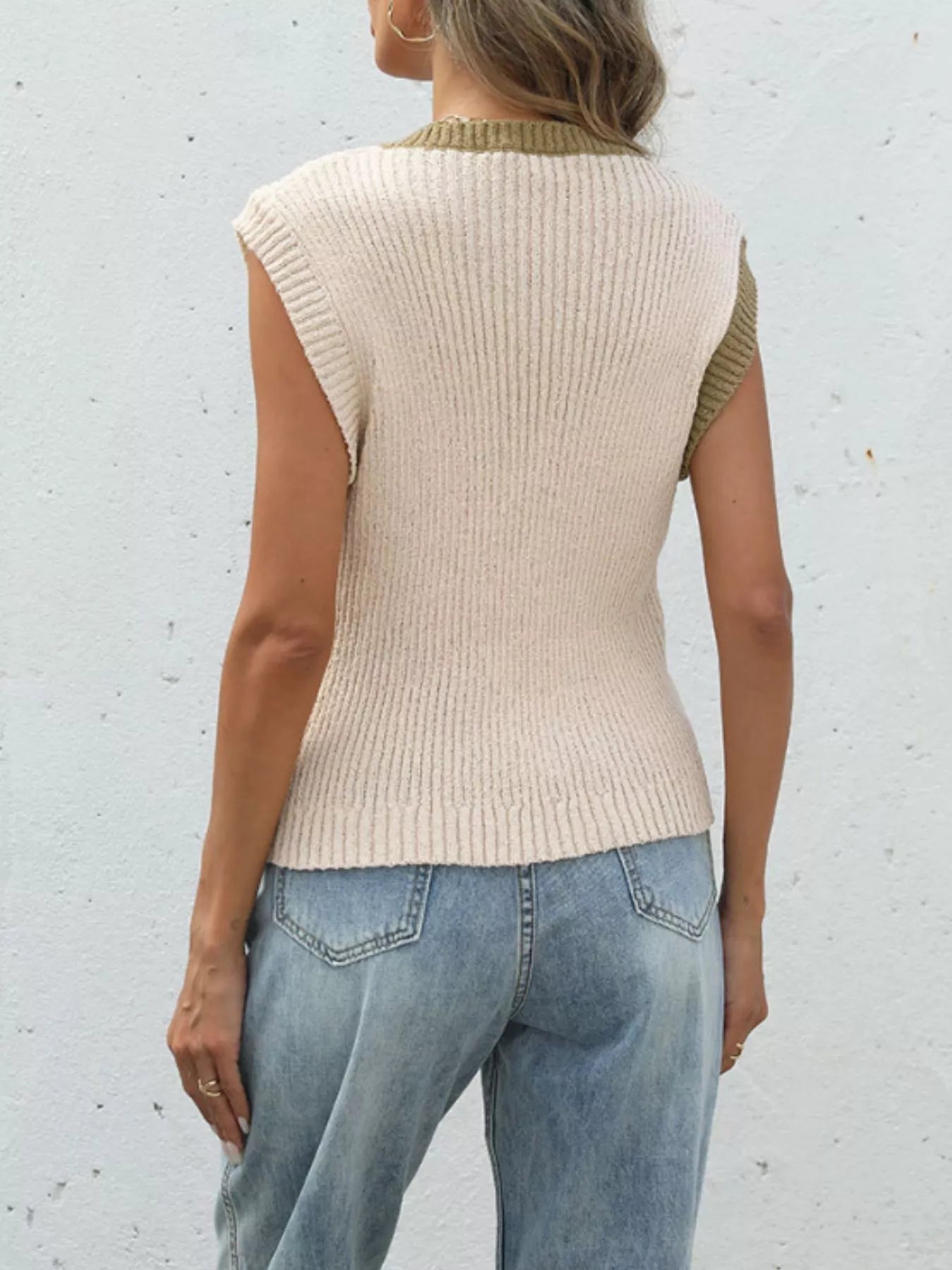 Two-Tone Button Up Cardigan