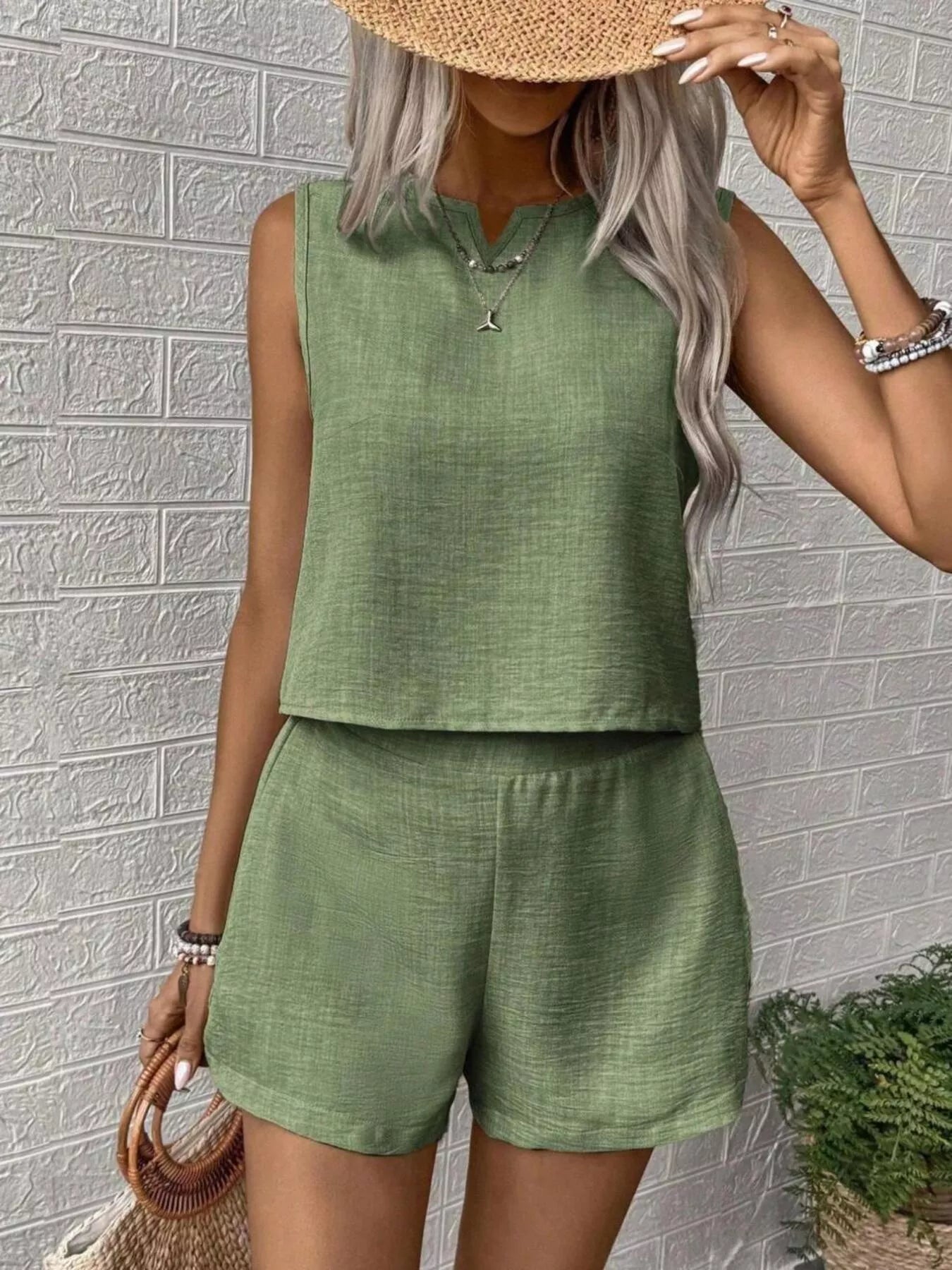 Sleeveless Top and Shorts Casual Set