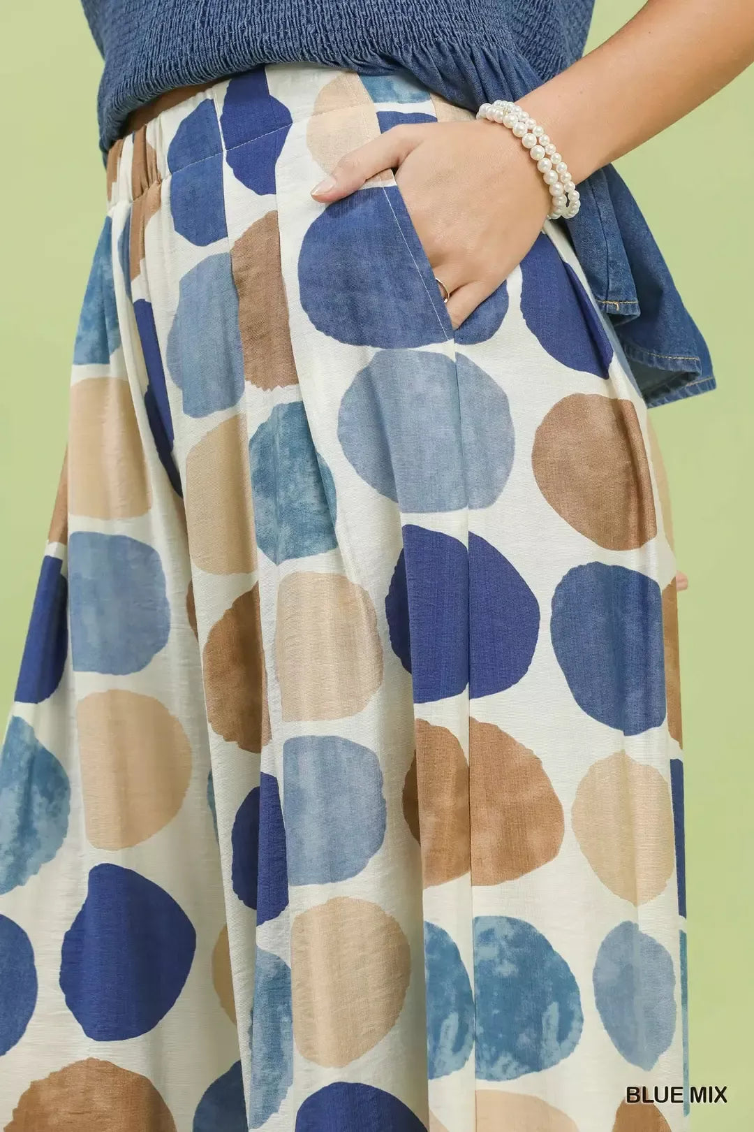 Umgee Dot Print Wide Leg Pants