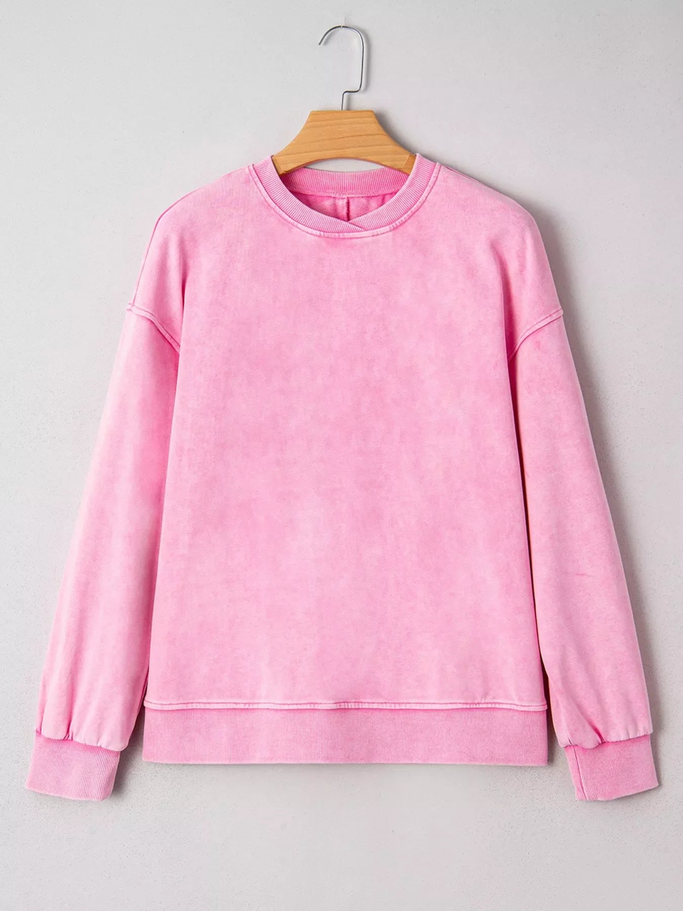Mineral Wash Crossed Crew Neck Drop Shoulder Loose Sweatshirt