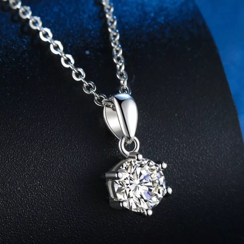 5 Carat Moissanite 925 Sterling Silver Pendant Necklace