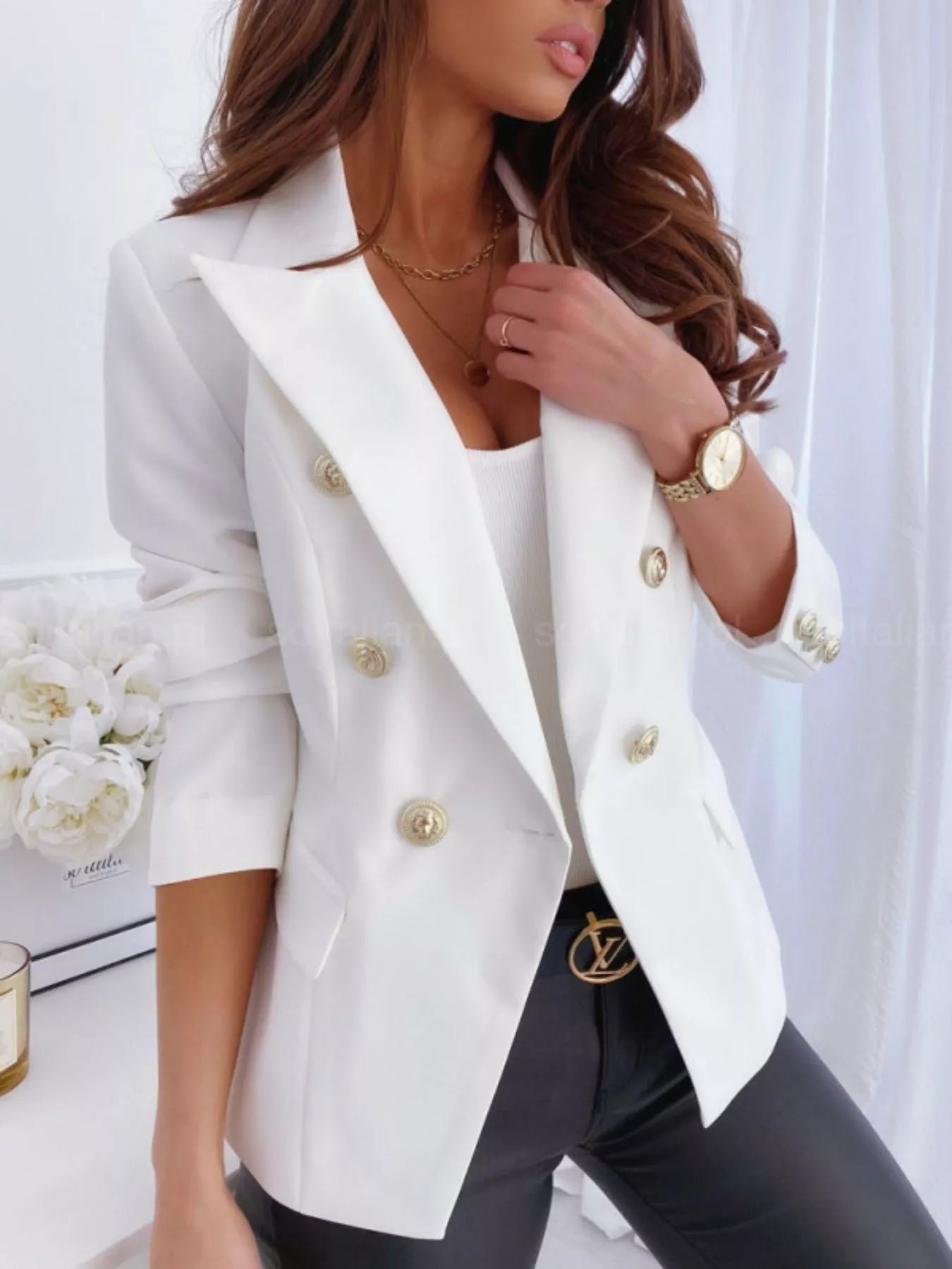 Double-Breasted Long Sleeve Blazer