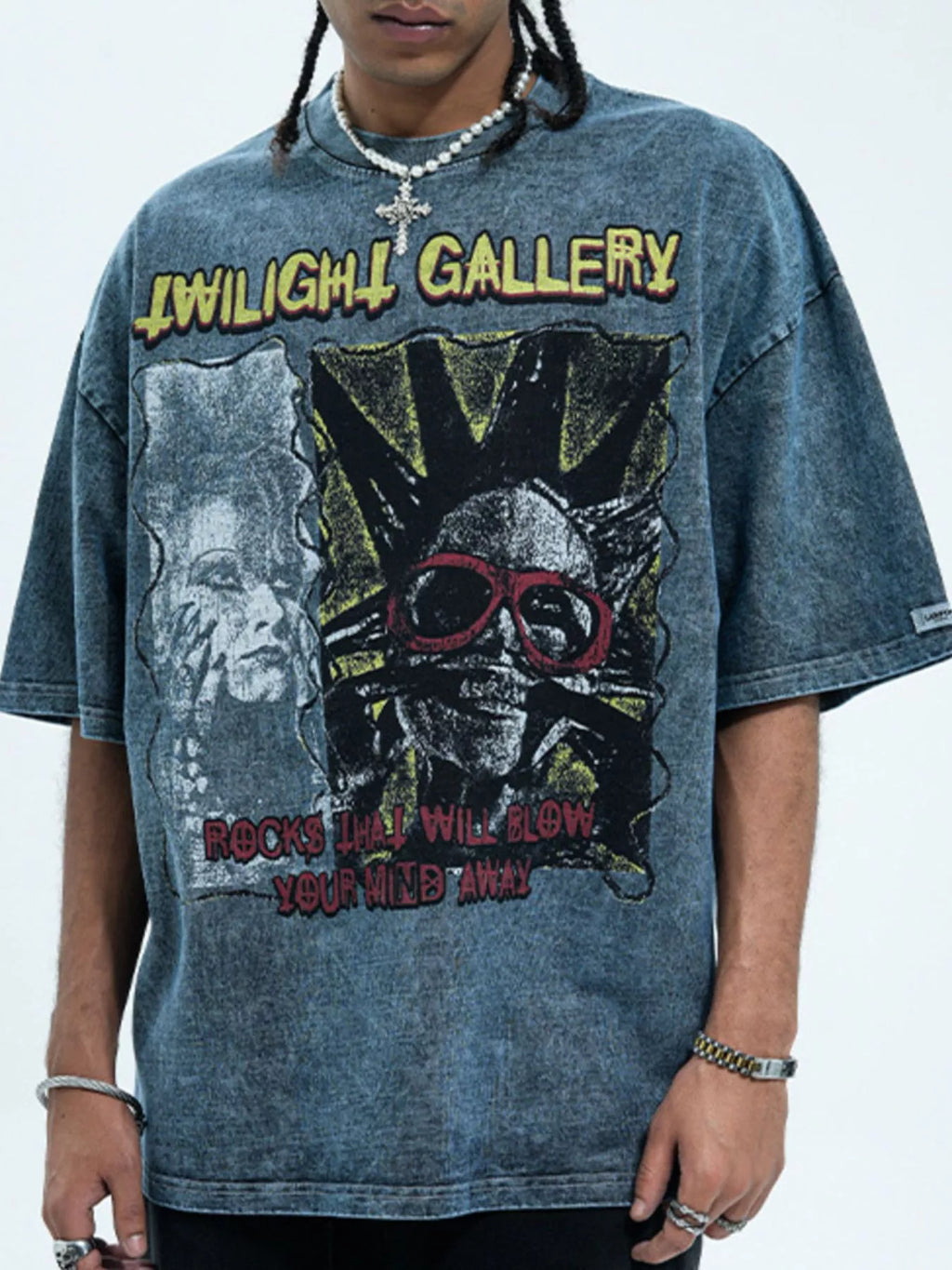Men's Graphic Round Neck Vintage Wash T-Shirt