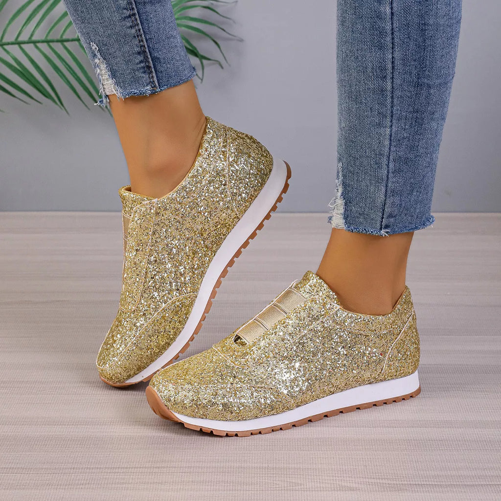 Round Toe Glitter Slip-Ons