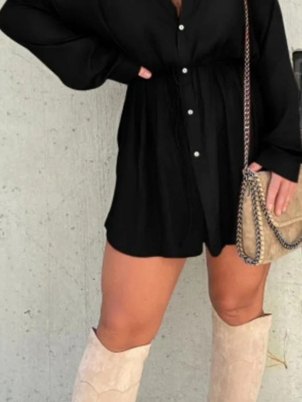 Full Size Button-Down Mini Shirt Dress Plus Size