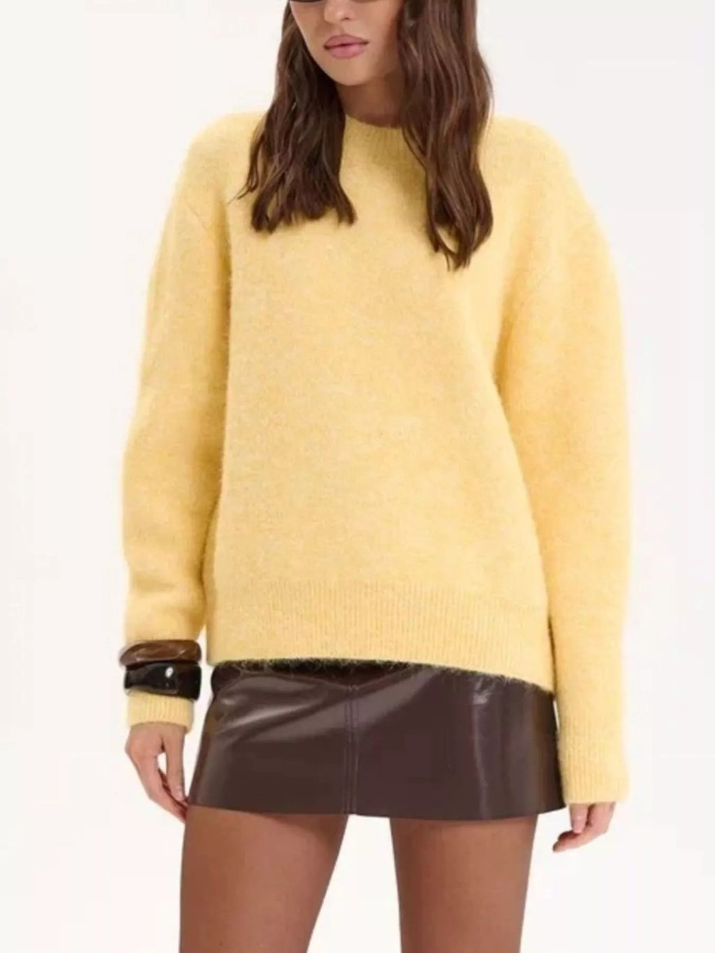 Round Neck Dropped Shoulder Sweater