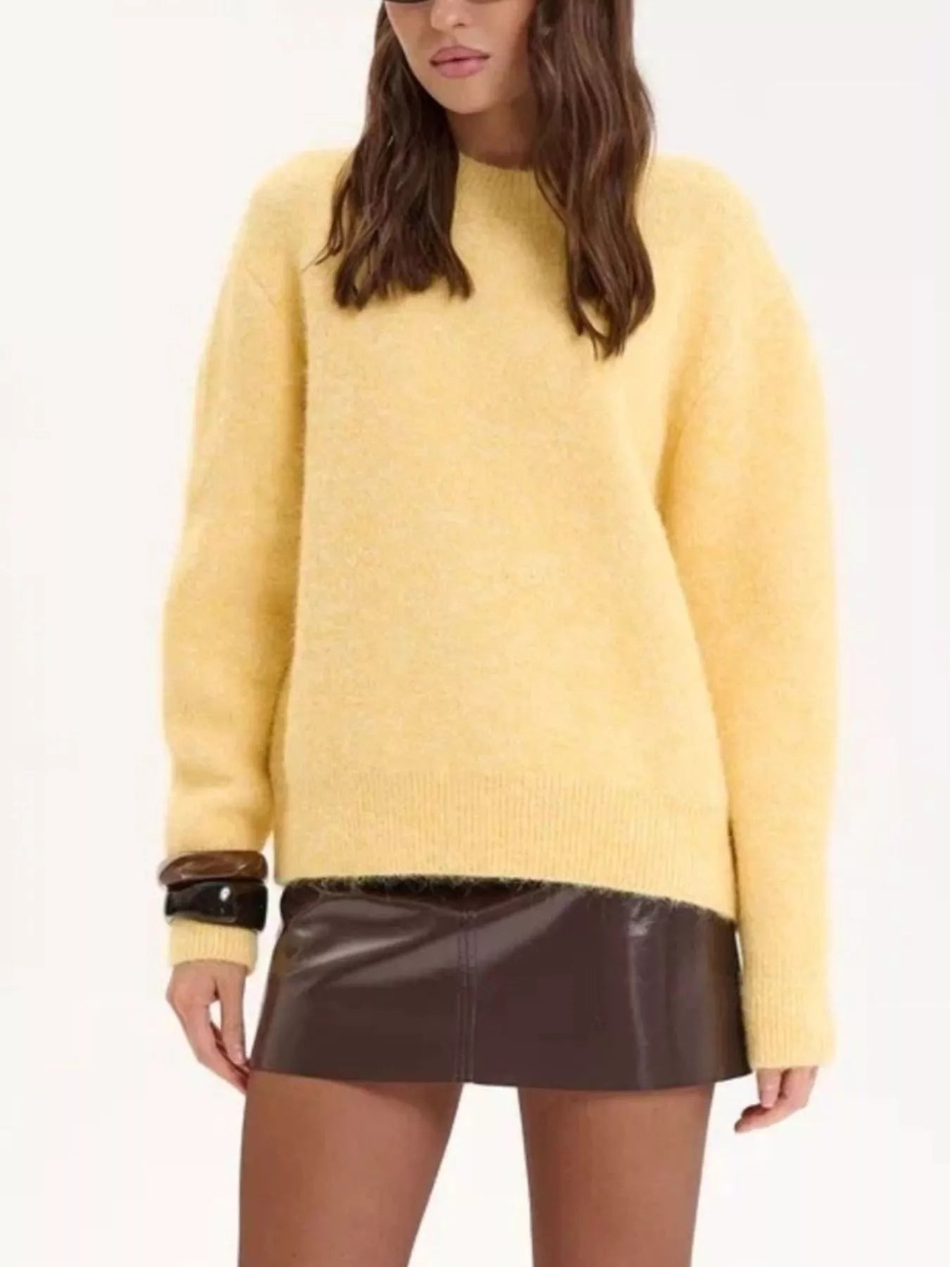 Round Neck Dropped Shoulder Sweater