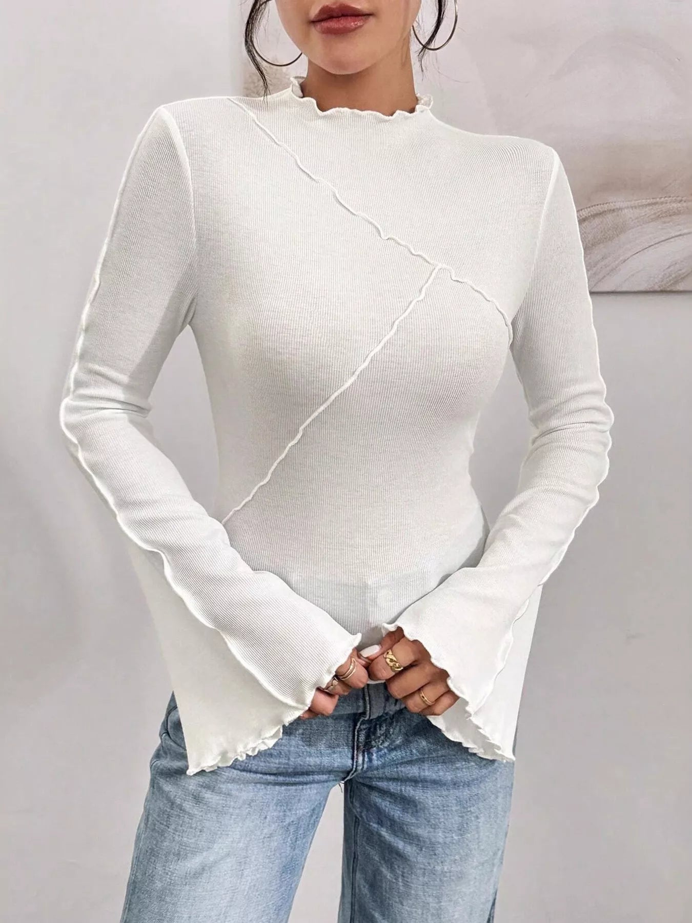 Lettuce Edge Flare Sleeve Top