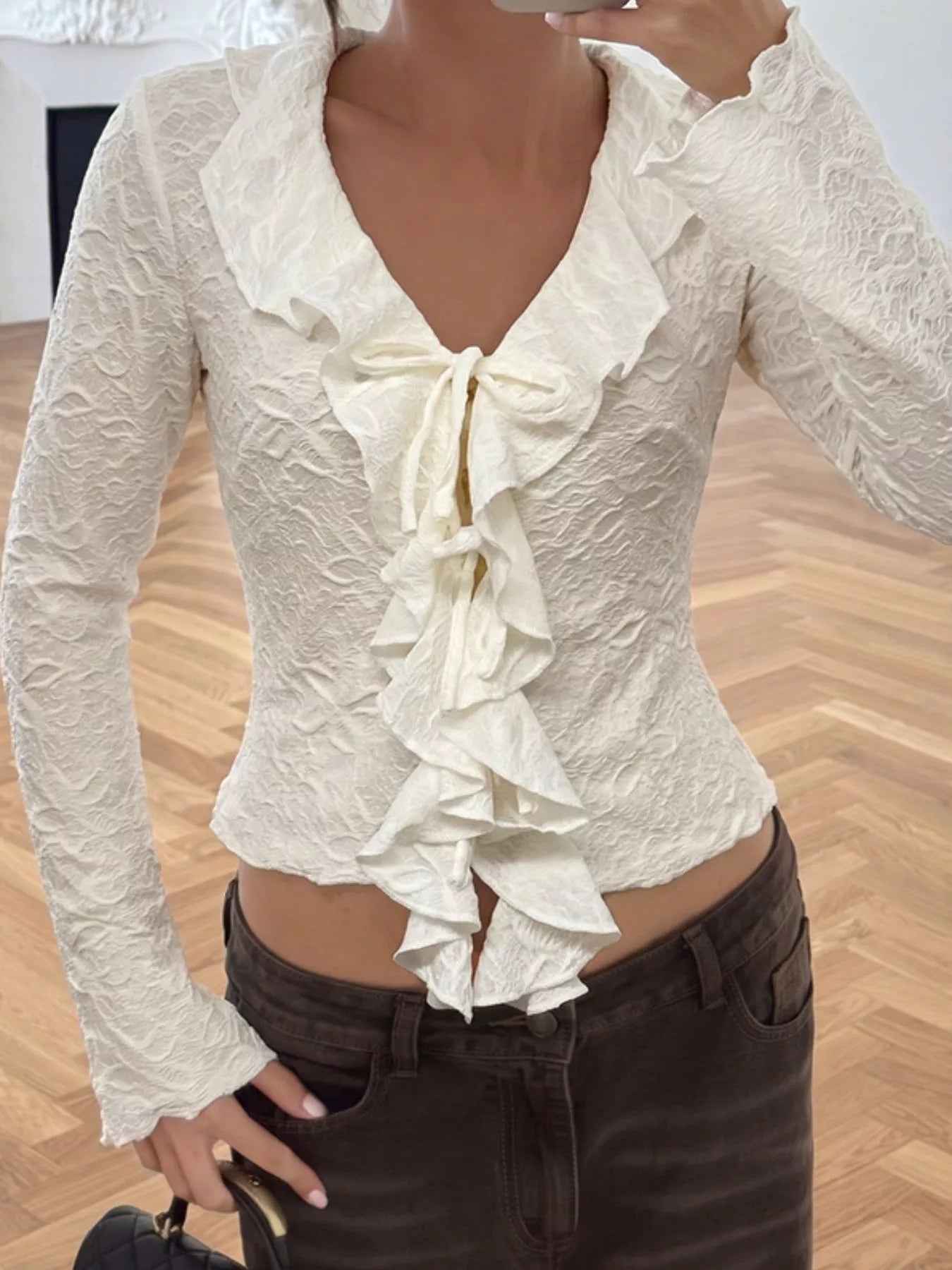 Ruffled Long-Sleeve T-Shirt