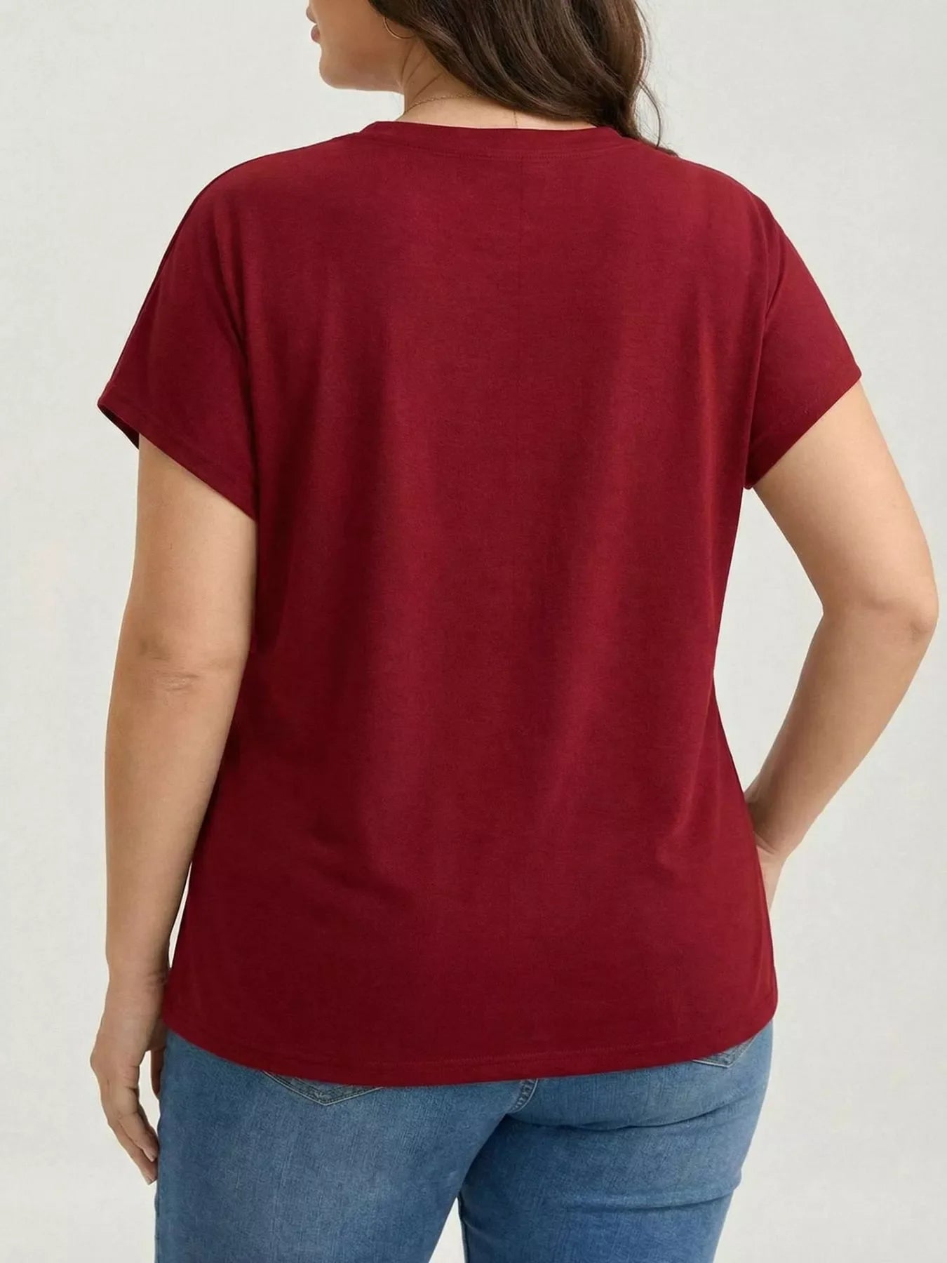 Plus Size Solid Color Ruffle Hem T-Shirt