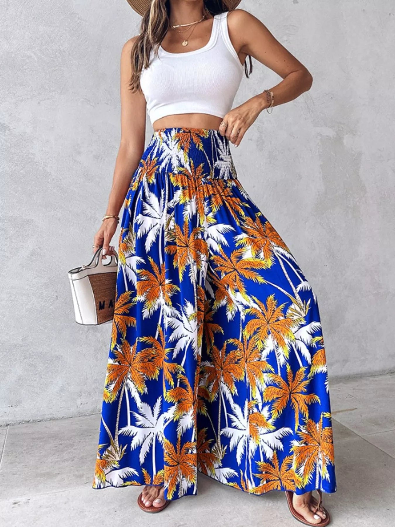 Printed Wide-Leg Pants
