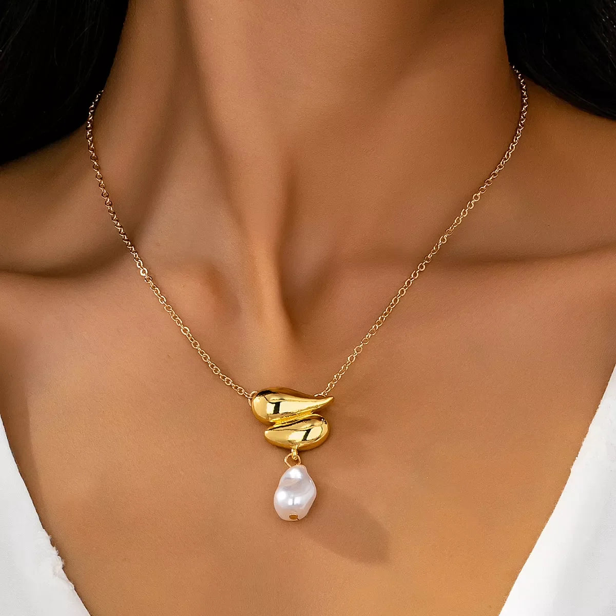 Synthetic Pearl 18K Gold-Plated Alloy Necklace