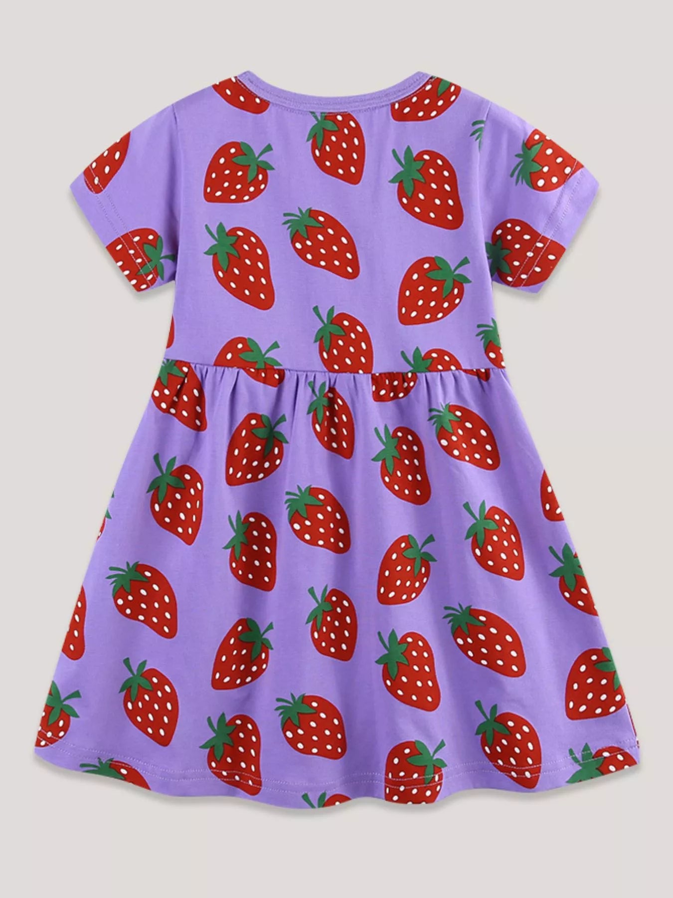 Children's Strawberry Print Short Sleeve Dress