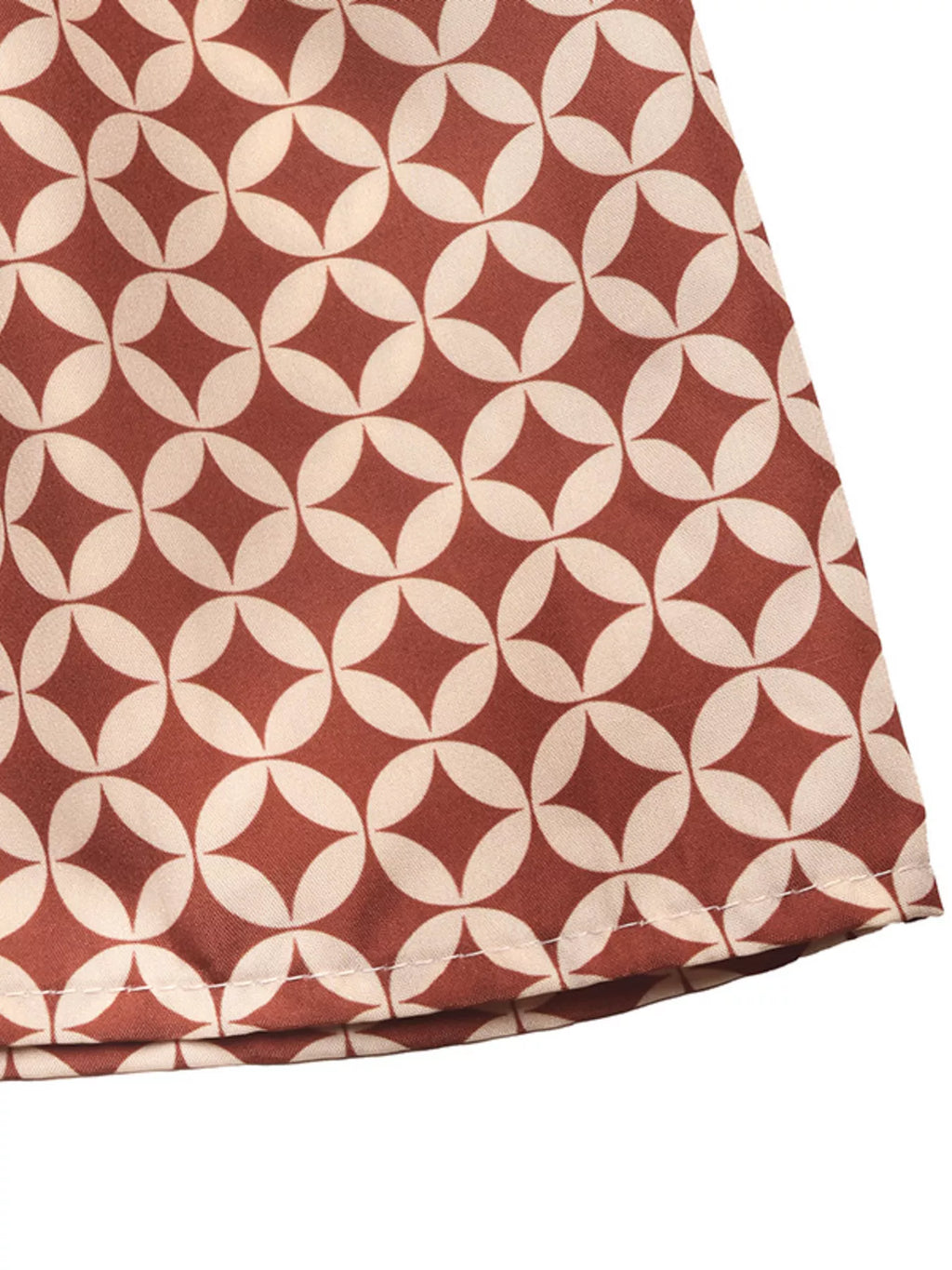 One-Shoulder Top and Geometric Print Maxi Skirt Set