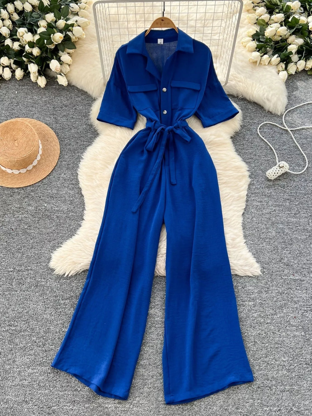 Tie Waist Wide Leg Jumpsuit