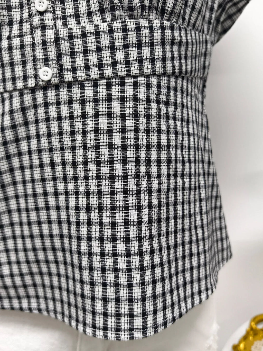 Plaid Short Sleeve Blouse