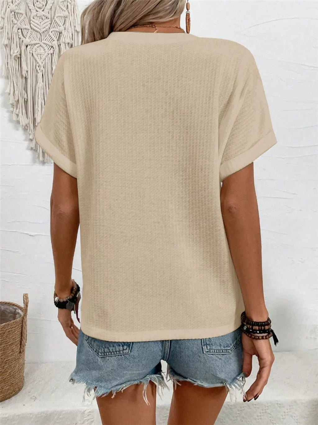 Short Sleeve Waffle Knit T-Shirt