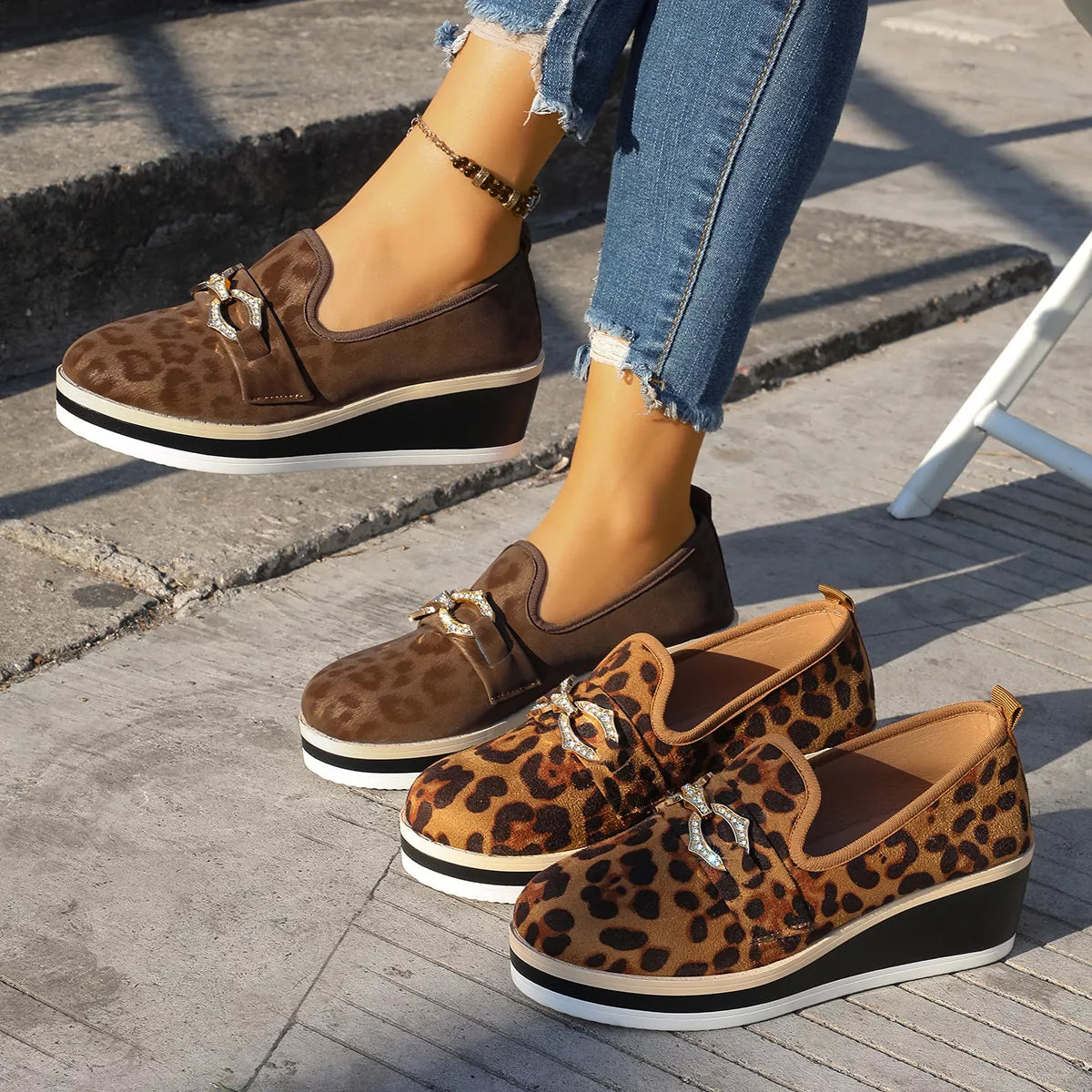 Leopard Print Wedge Loafers