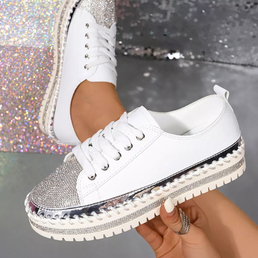 Rhinestone Round Toe Sneakers